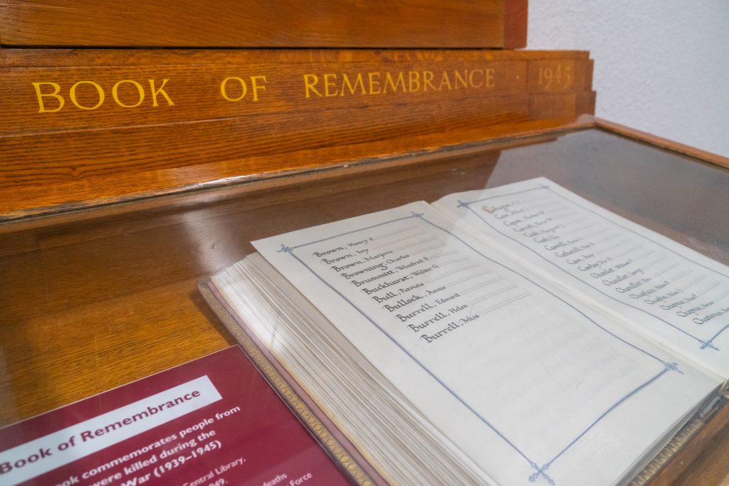 historic book enclosed in display case