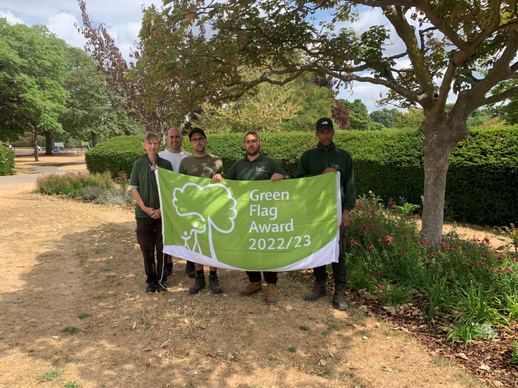 Parks staff holding Green Flag 2022/23