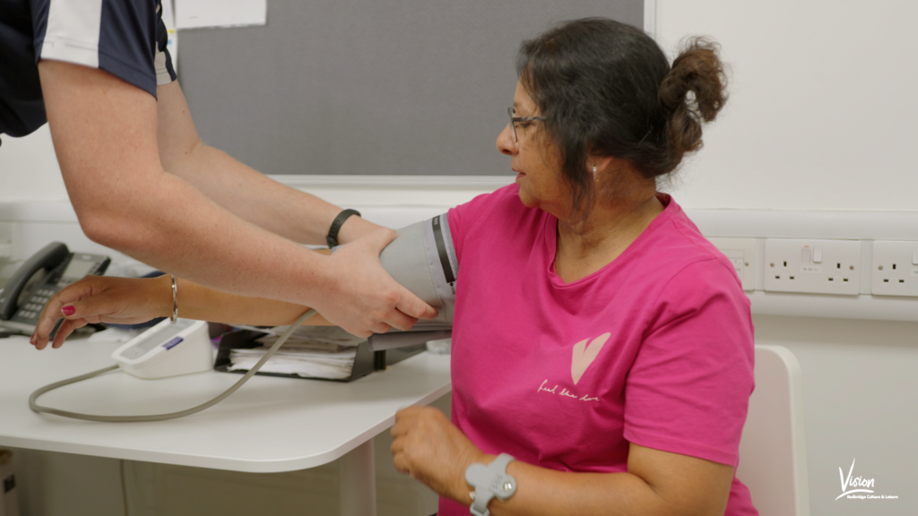 Patient of Exercise on Referral having their blood pressure taken