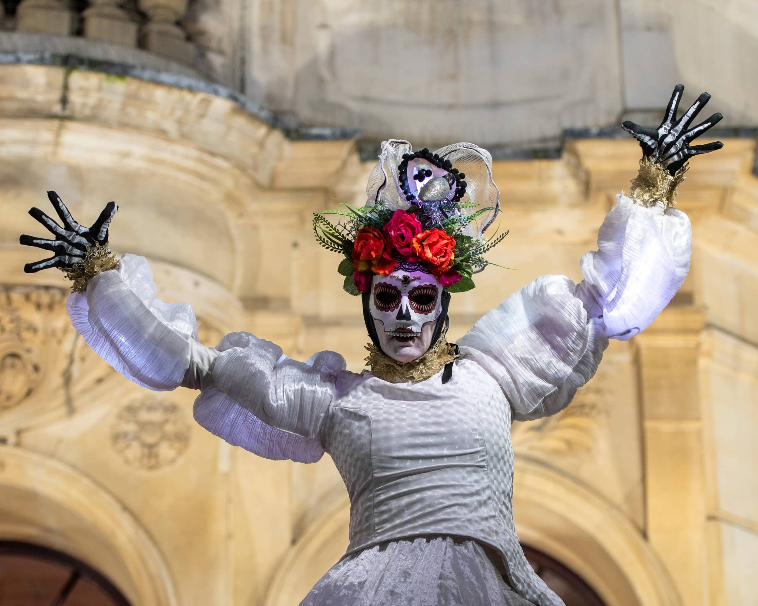 Artist from Festival of the Dead outside Redbridge Town Hall